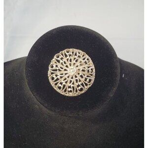 Vintage Christina Joy Abstract Brooch Pin Silver Stone Round RARE